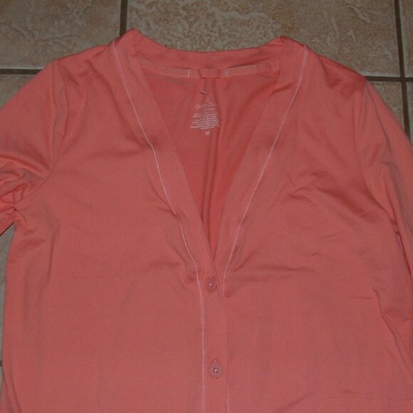 NEW Peach Sz XS Soft Stretch Roomy Cardigan Shirt Thumbholes CUDDL DUDS FLEXWEAR - Picture 4 of 5